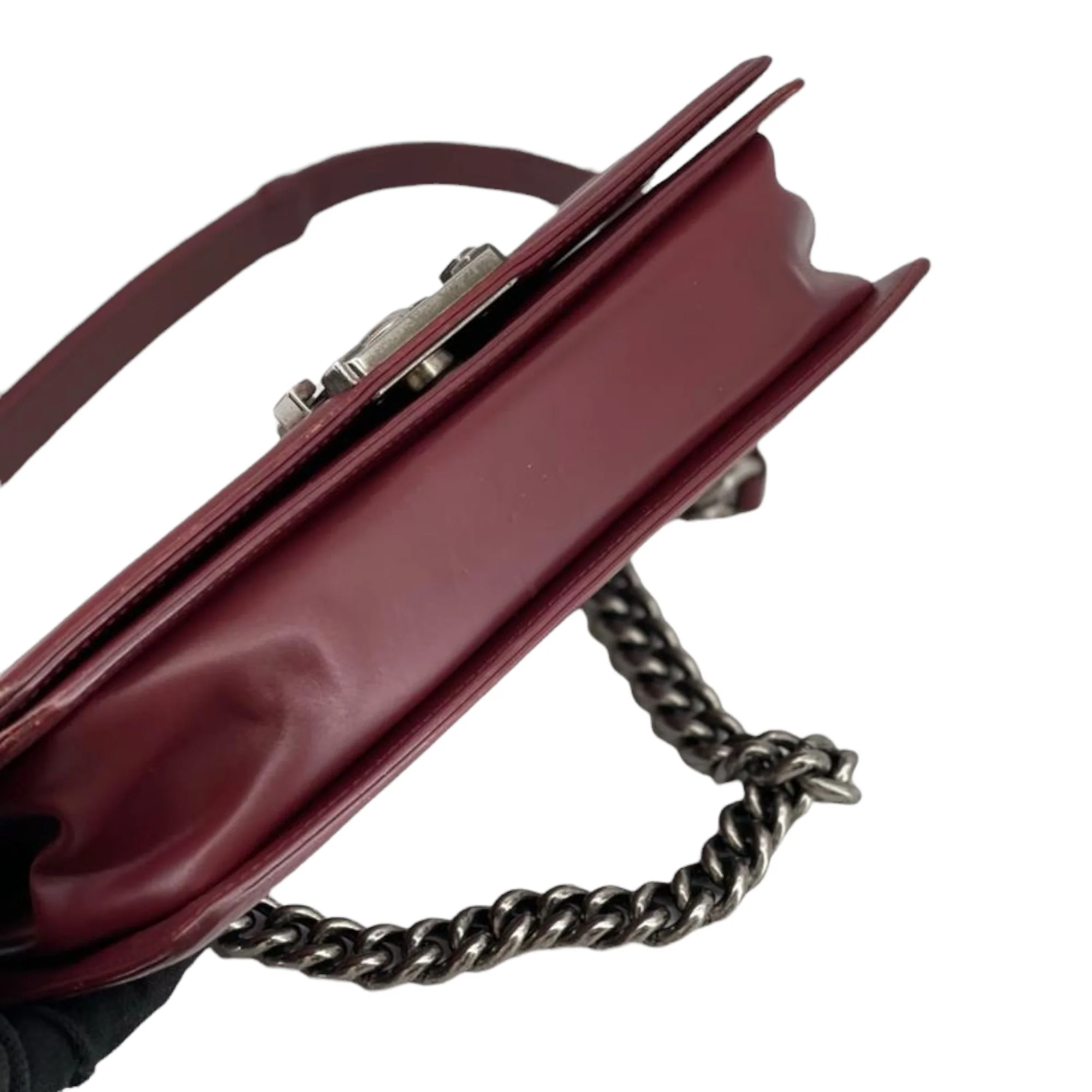 Old Medium Boy Bag Lambskin Burgundy RHW - Image 7