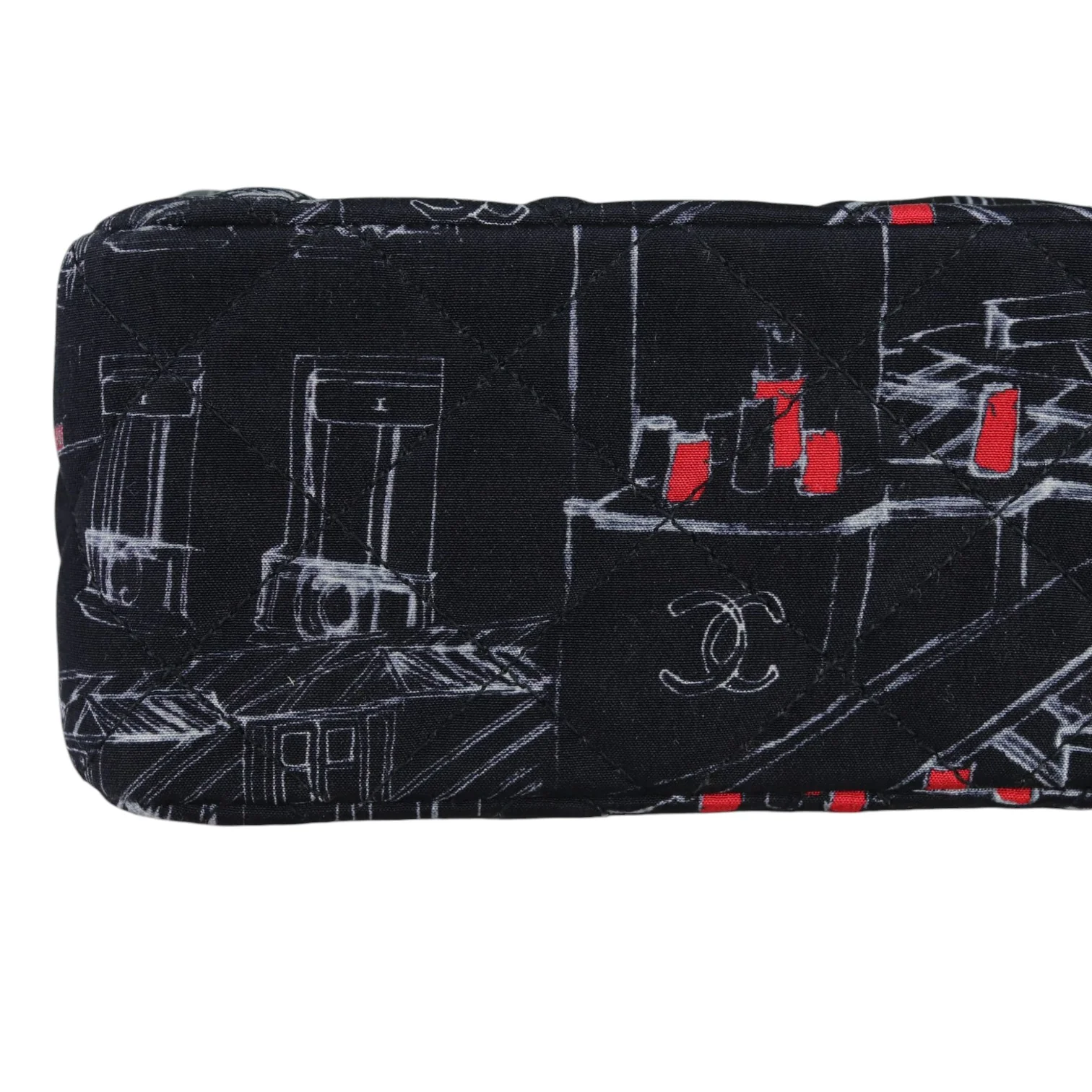 Paris Rooftops Mini Flap Crossbody Fabrics Black Red White SHW - Image 10