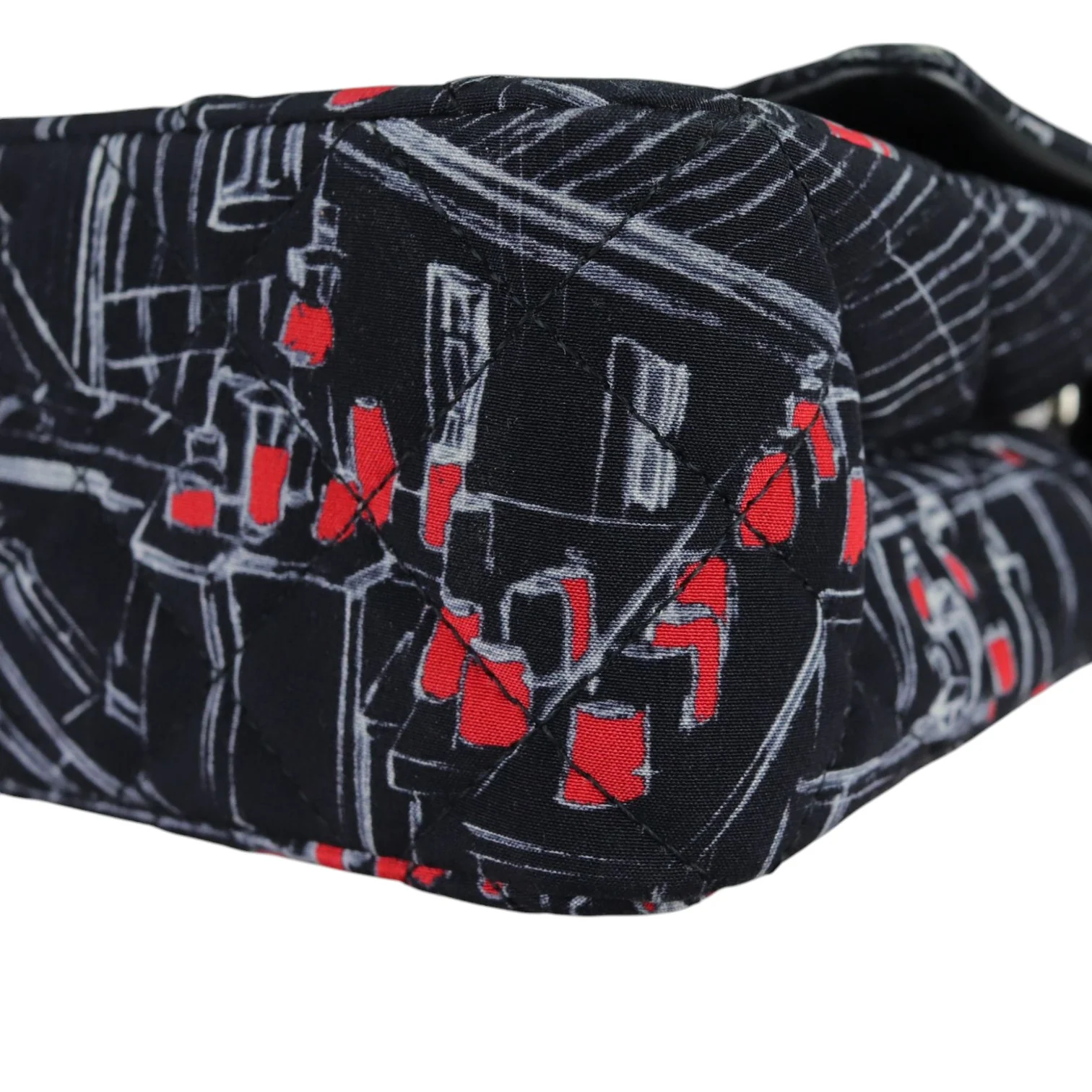 Paris Rooftops Mini Flap Crossbody Fabrics Black Red White SHW - Image 11