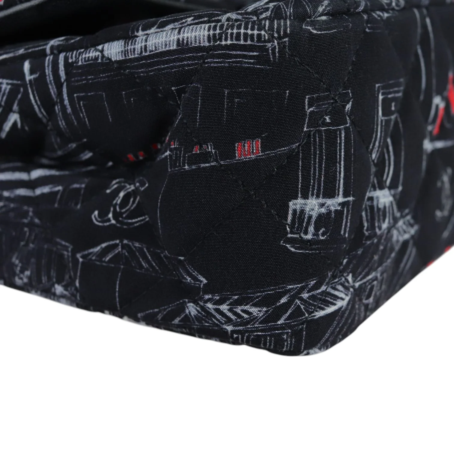 Paris Rooftops Mini Flap Crossbody Fabrics Black Red White SHW - Image 12