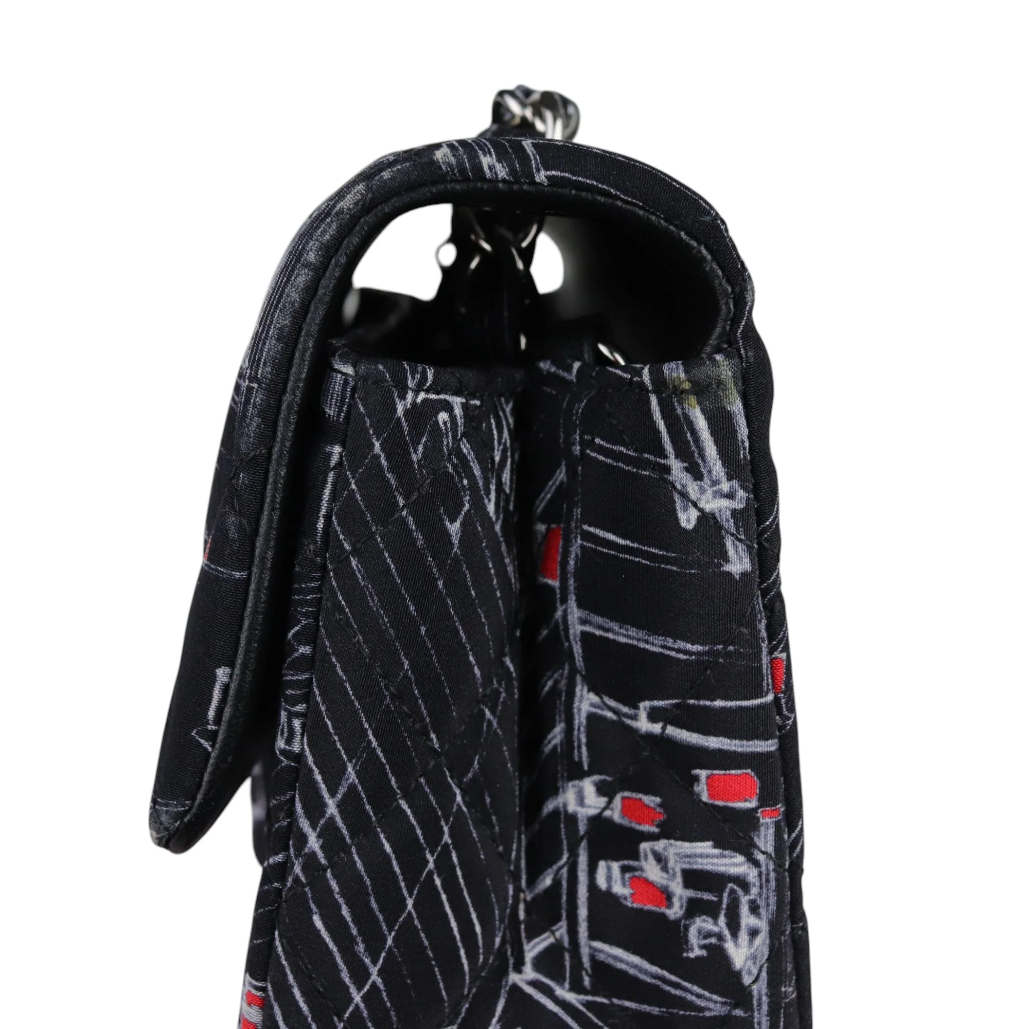 Paris Rooftops Mini Flap Crossbody Fabrics Black Red White SHW - Image 16