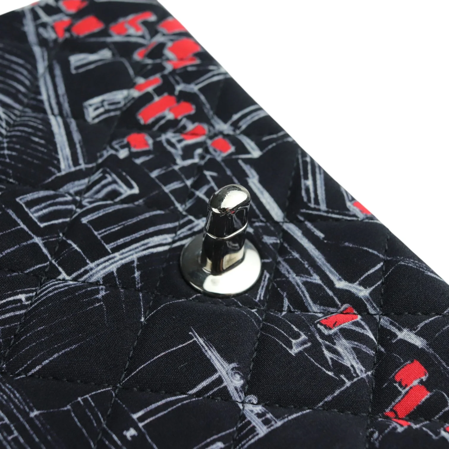 Paris Rooftops Mini Flap Crossbody Fabrics Black Red White SHW - Image 23