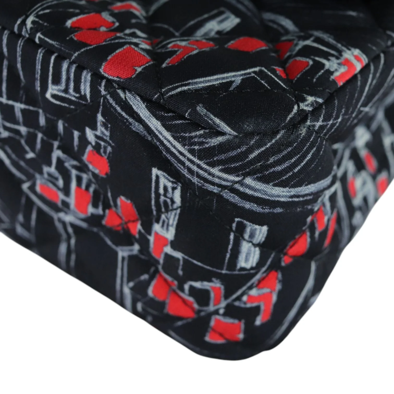 Paris Rooftops Mini Flap Crossbody Fabrics Black Red White SHW - Image 7