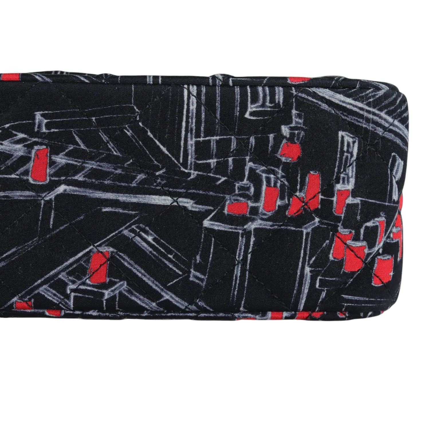Paris Rooftops Mini Flap Crossbody Fabrics Black Red White SHW - Image 9