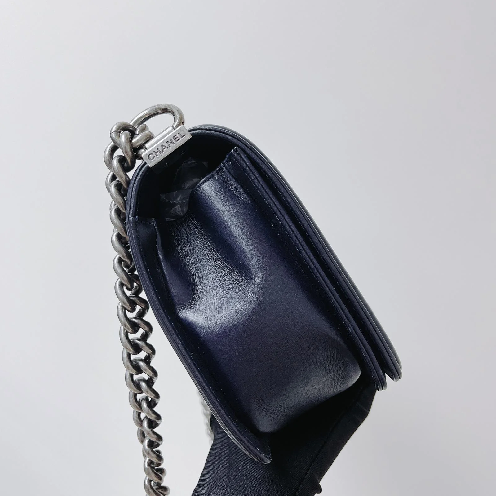 Python-Leather Old Medium Boy Navy Blue - Image 15