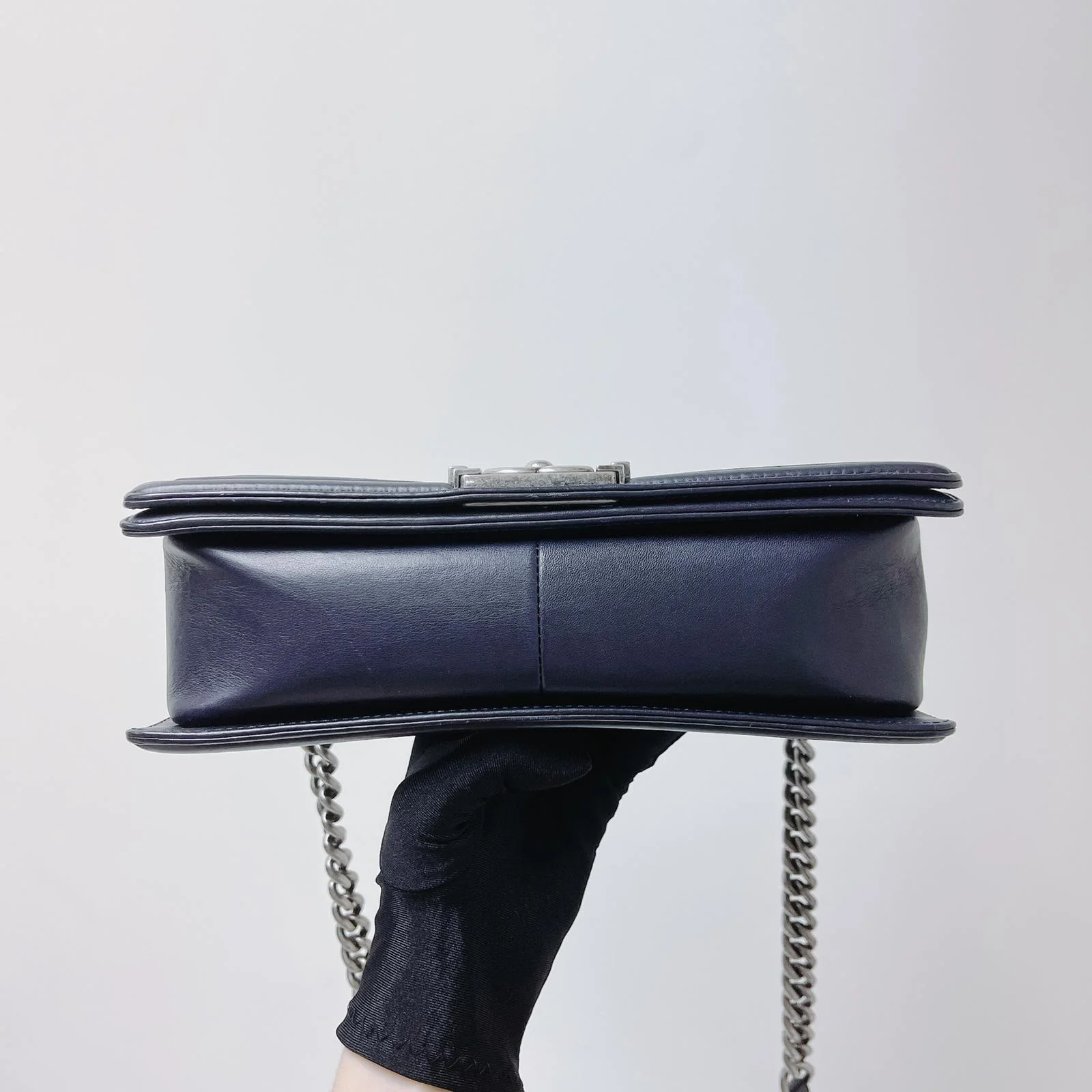 Python-Leather Old Medium Boy Navy Blue - Image 17