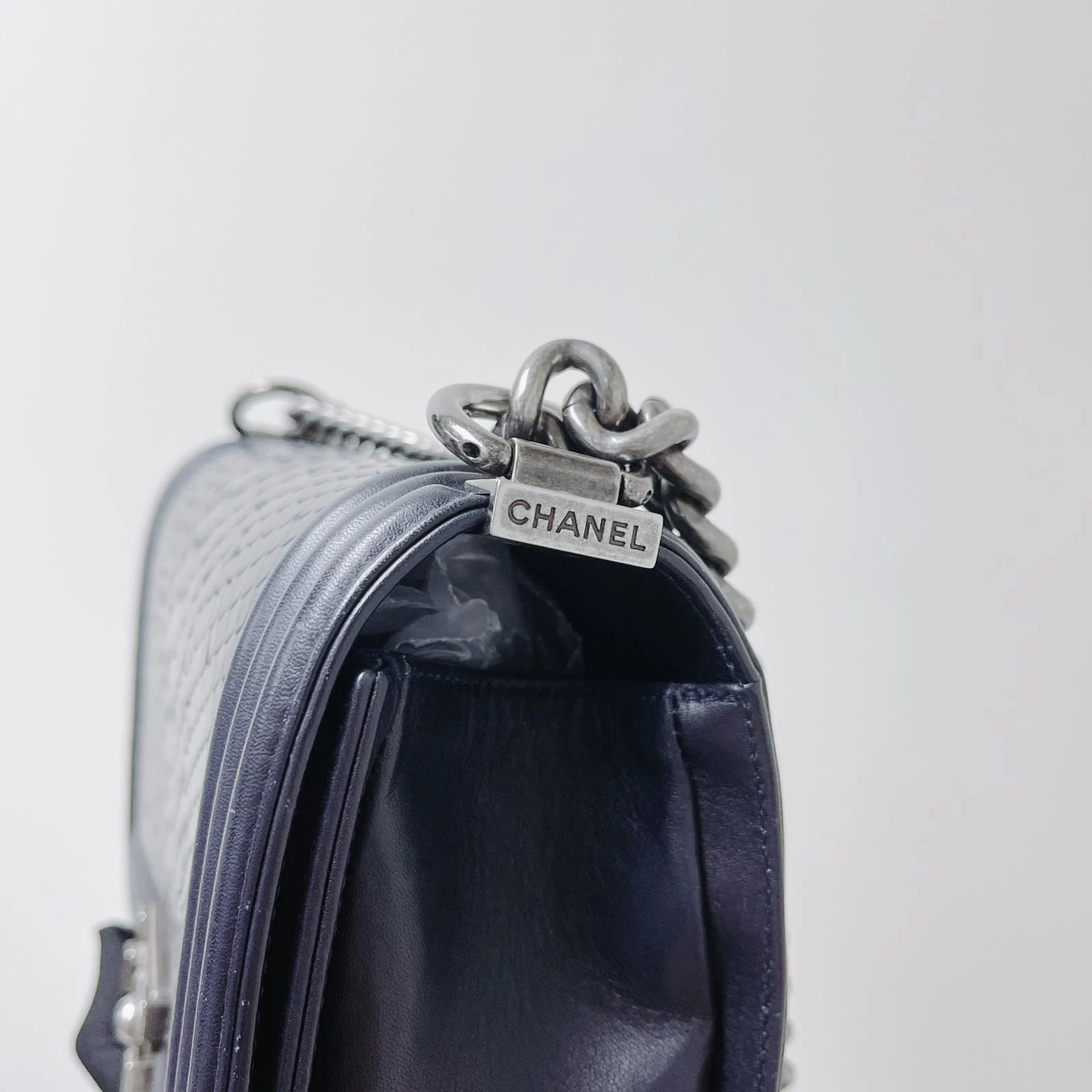 Python-Leather Old Medium Boy Navy Blue - Image 20