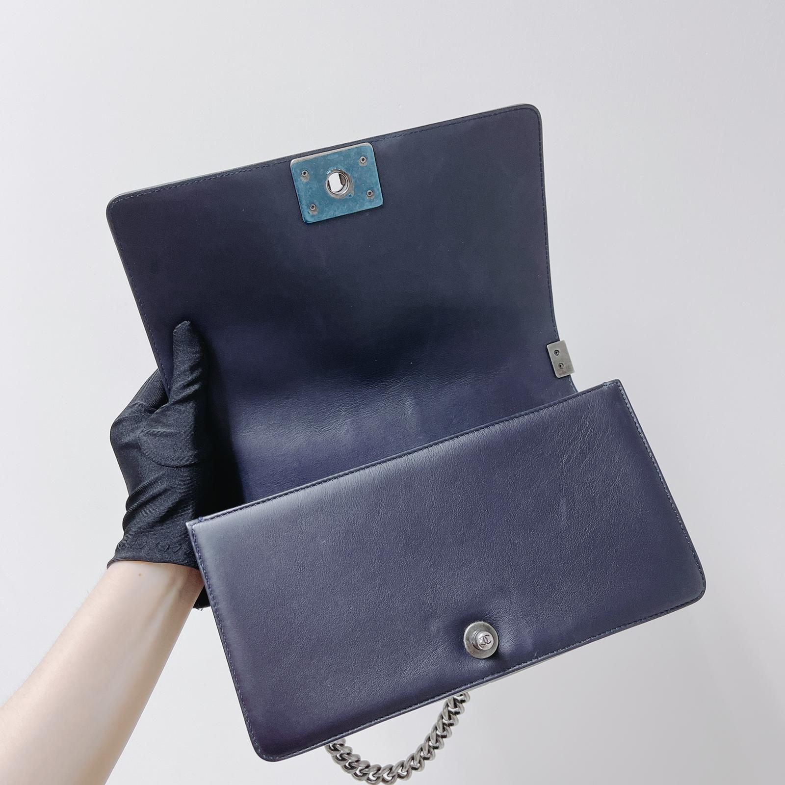 Python-Leather Old Medium Boy Navy Blue - Image 23