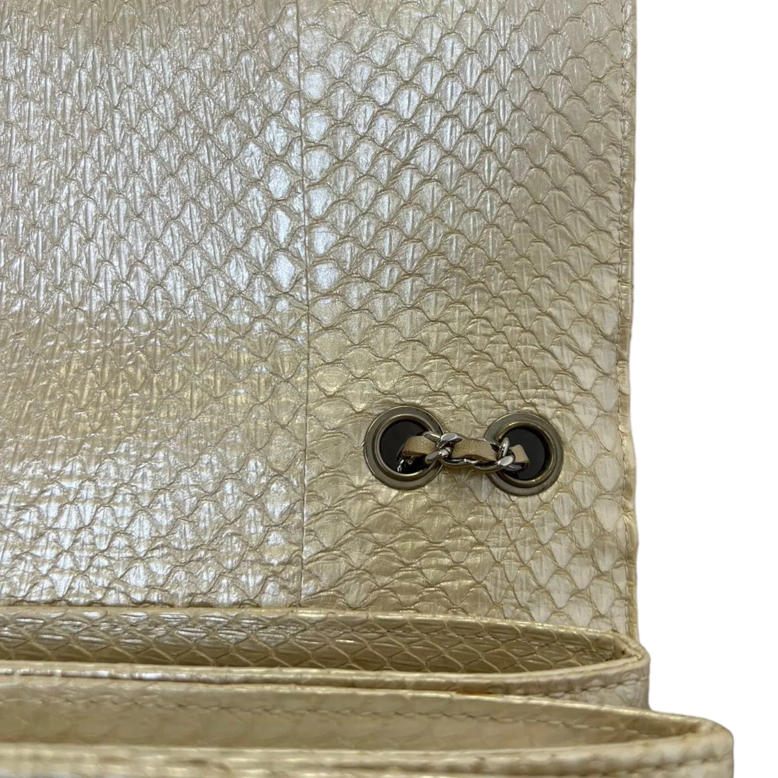 Python Quilted Chanel 3 Accordion Flap Bag Beige SHW - Image 13