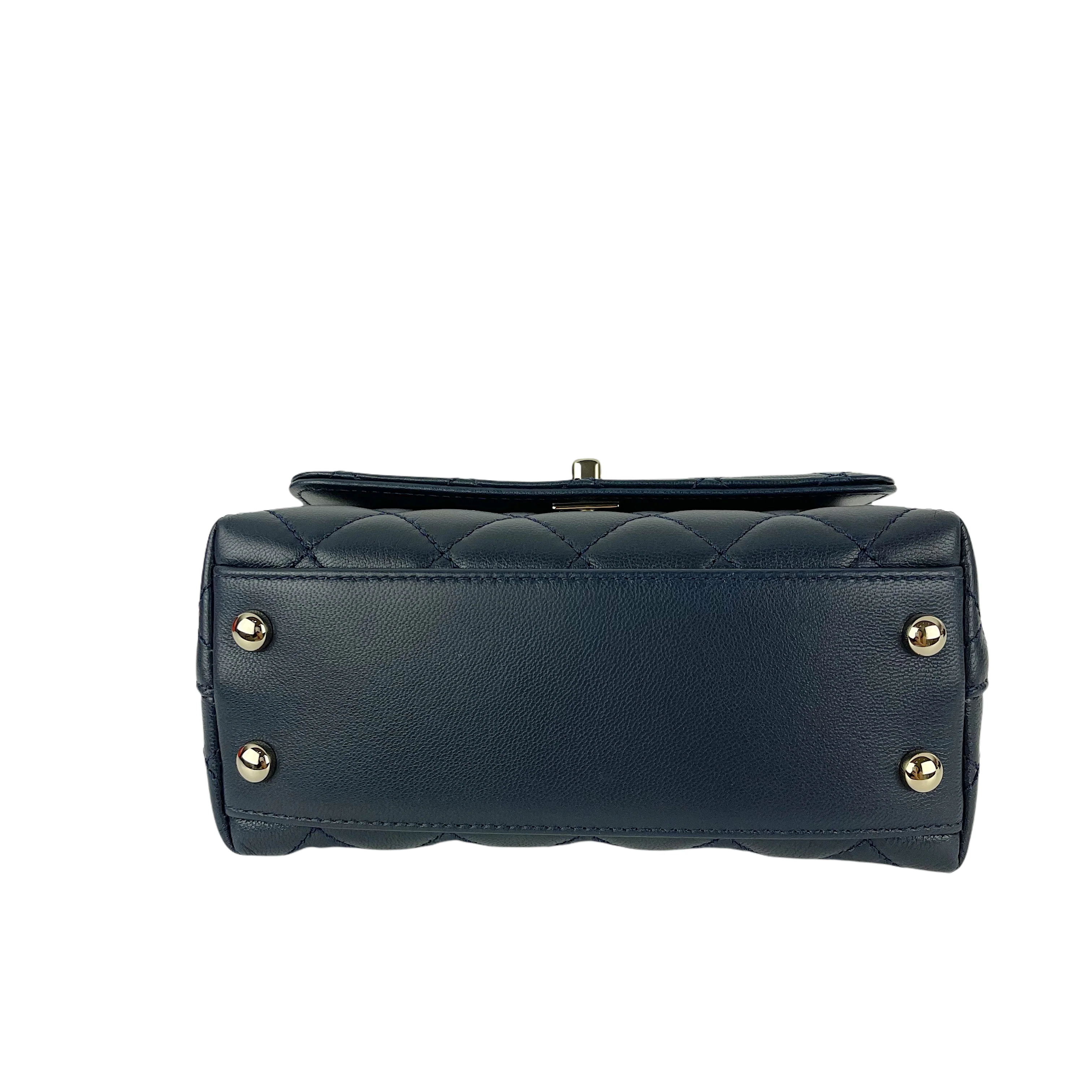 Rainbow Coco Handle Mini Lambskin Navy Blue SHW - Image 10