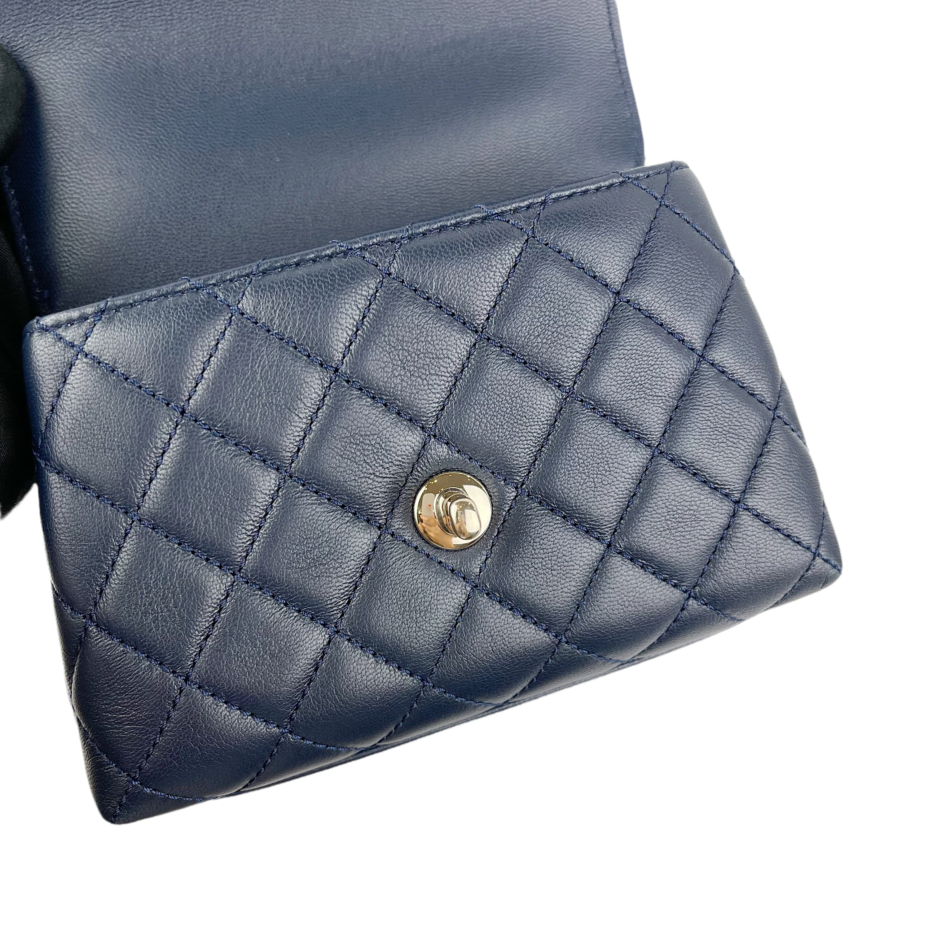 Rainbow Coco Handle Mini Lambskin Navy Blue SHW - Image 13