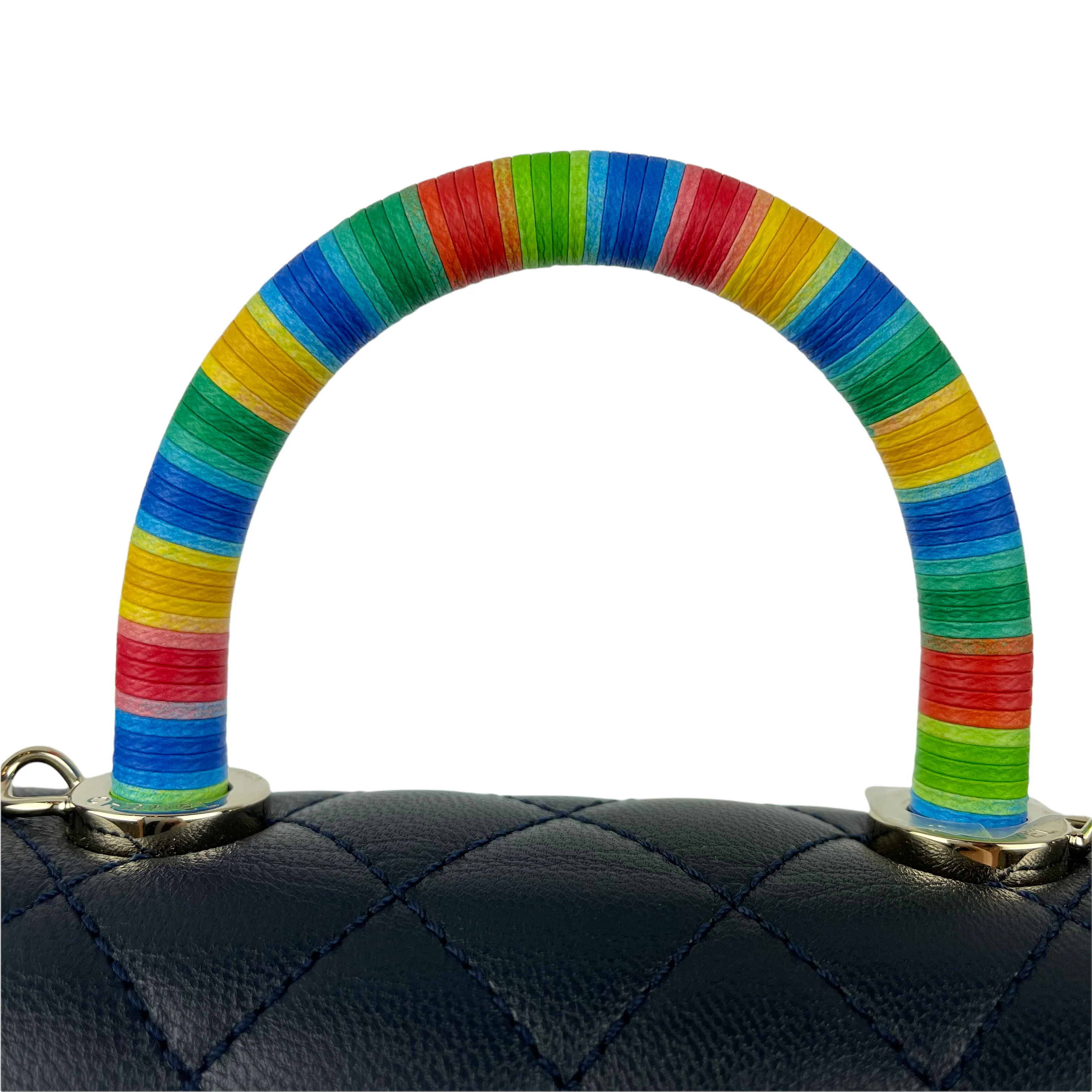 Rainbow Coco Handle Mini Lambskin Navy Blue SHW - Image 15