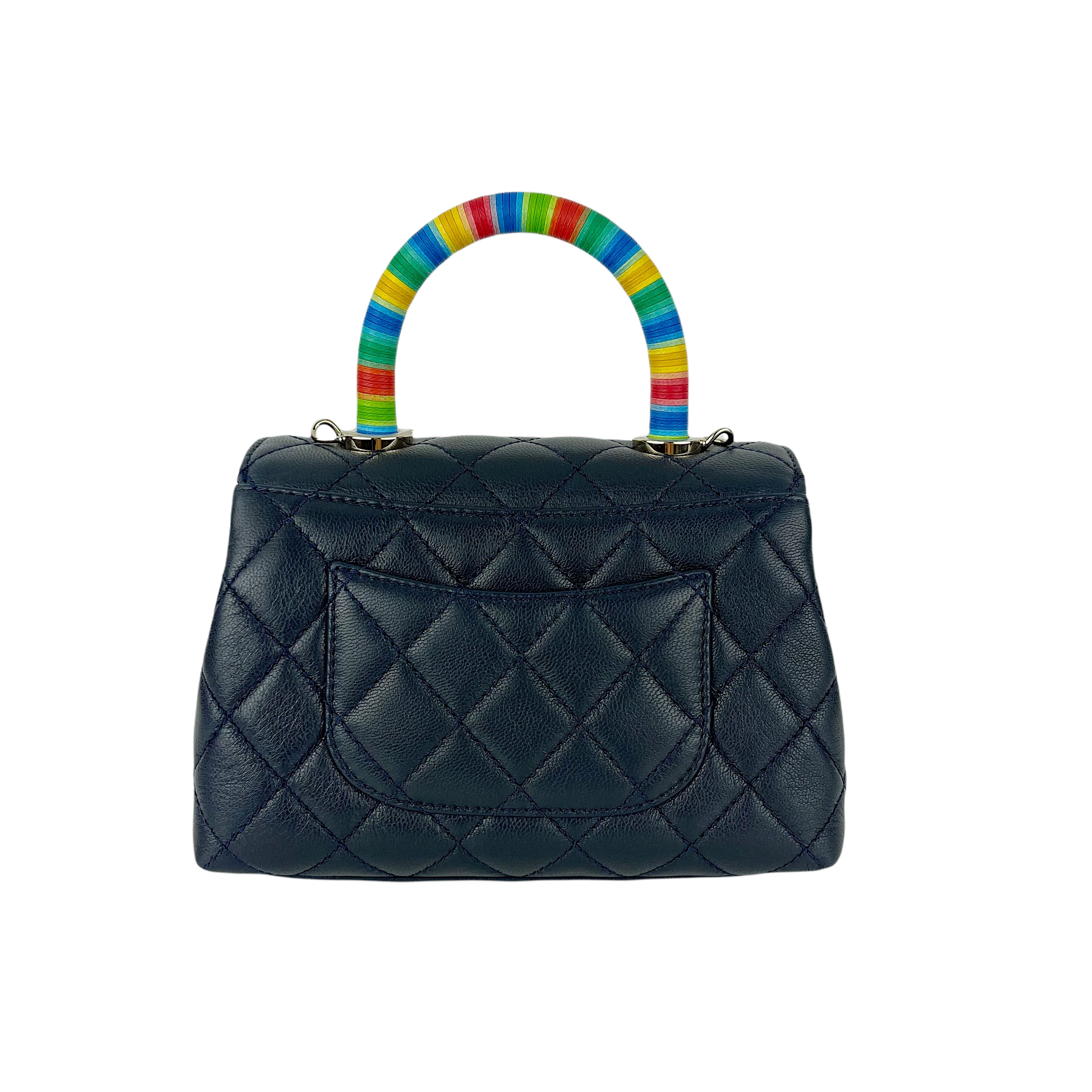Rainbow Coco Handle Mini Lambskin Navy Blue SHW - Image 2