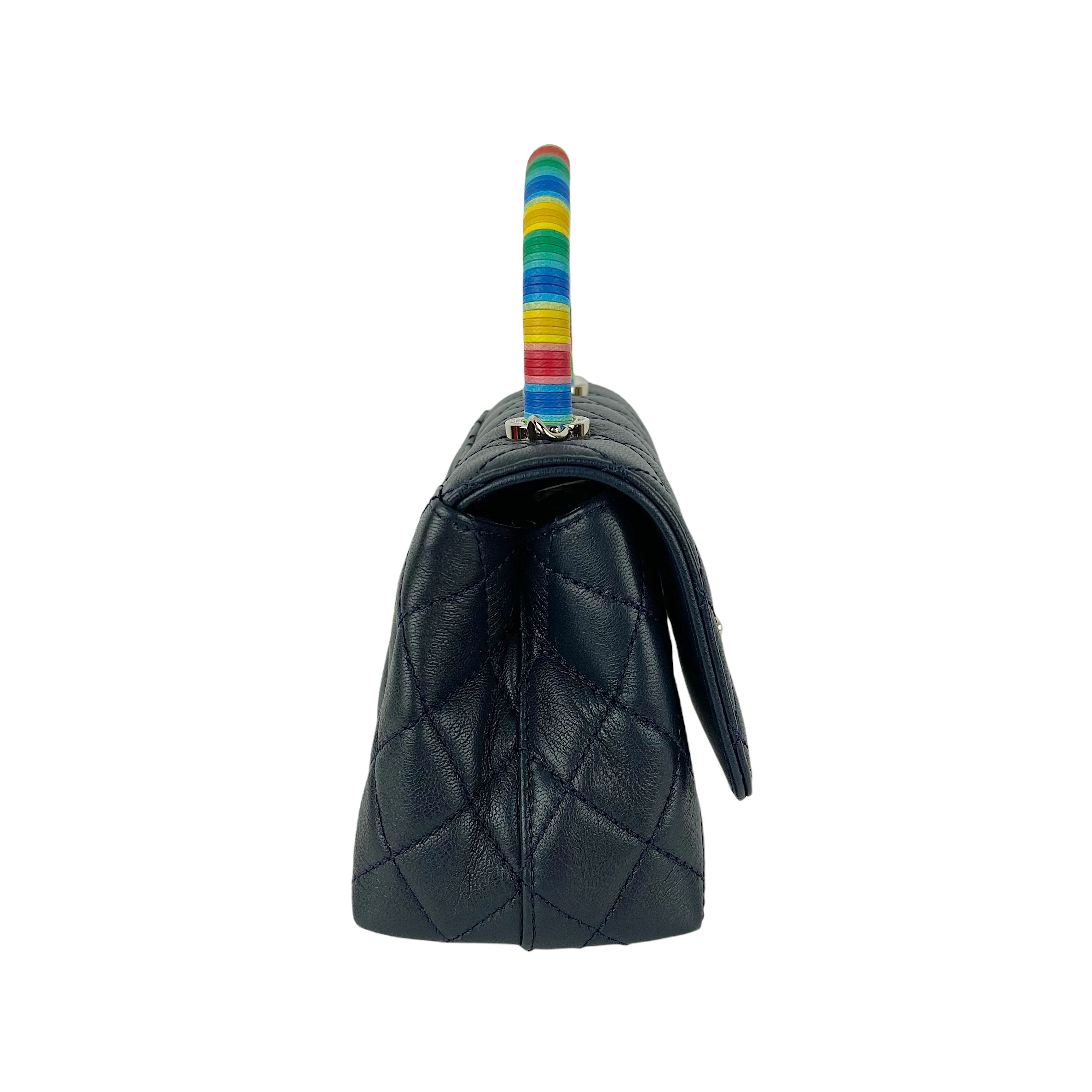 Rainbow Coco Handle Mini Lambskin Navy Blue SHW - Image 4
