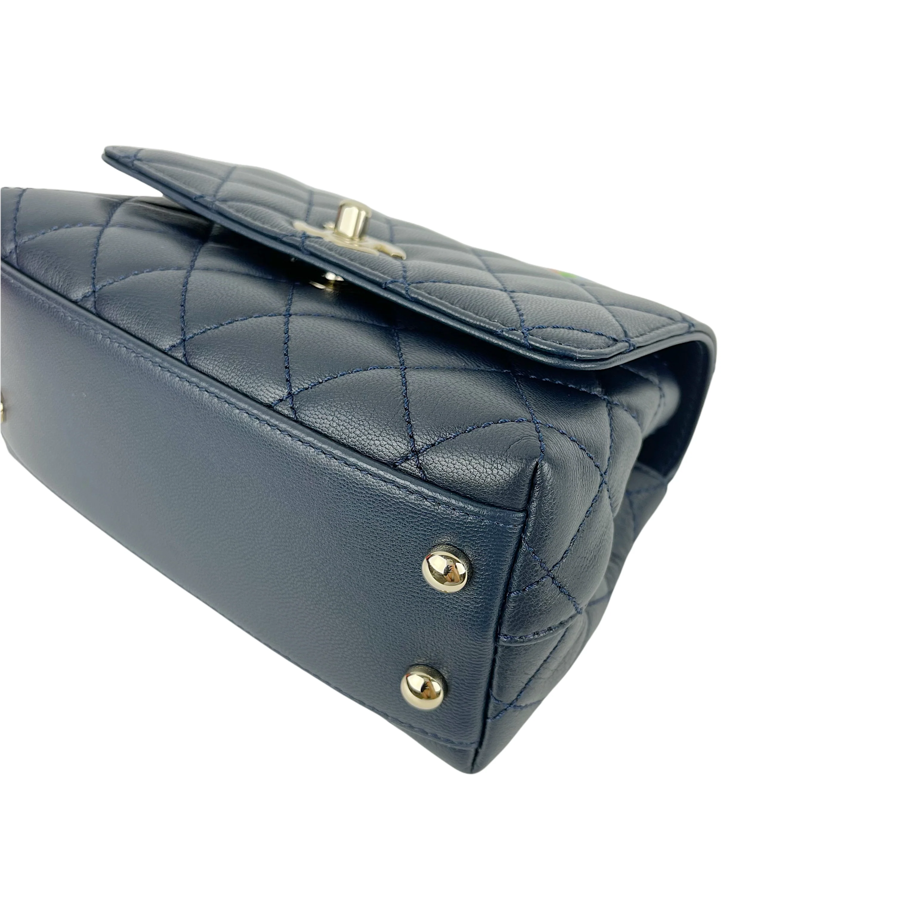 Rainbow Coco Handle Mini Lambskin Navy Blue SHW - Image 6