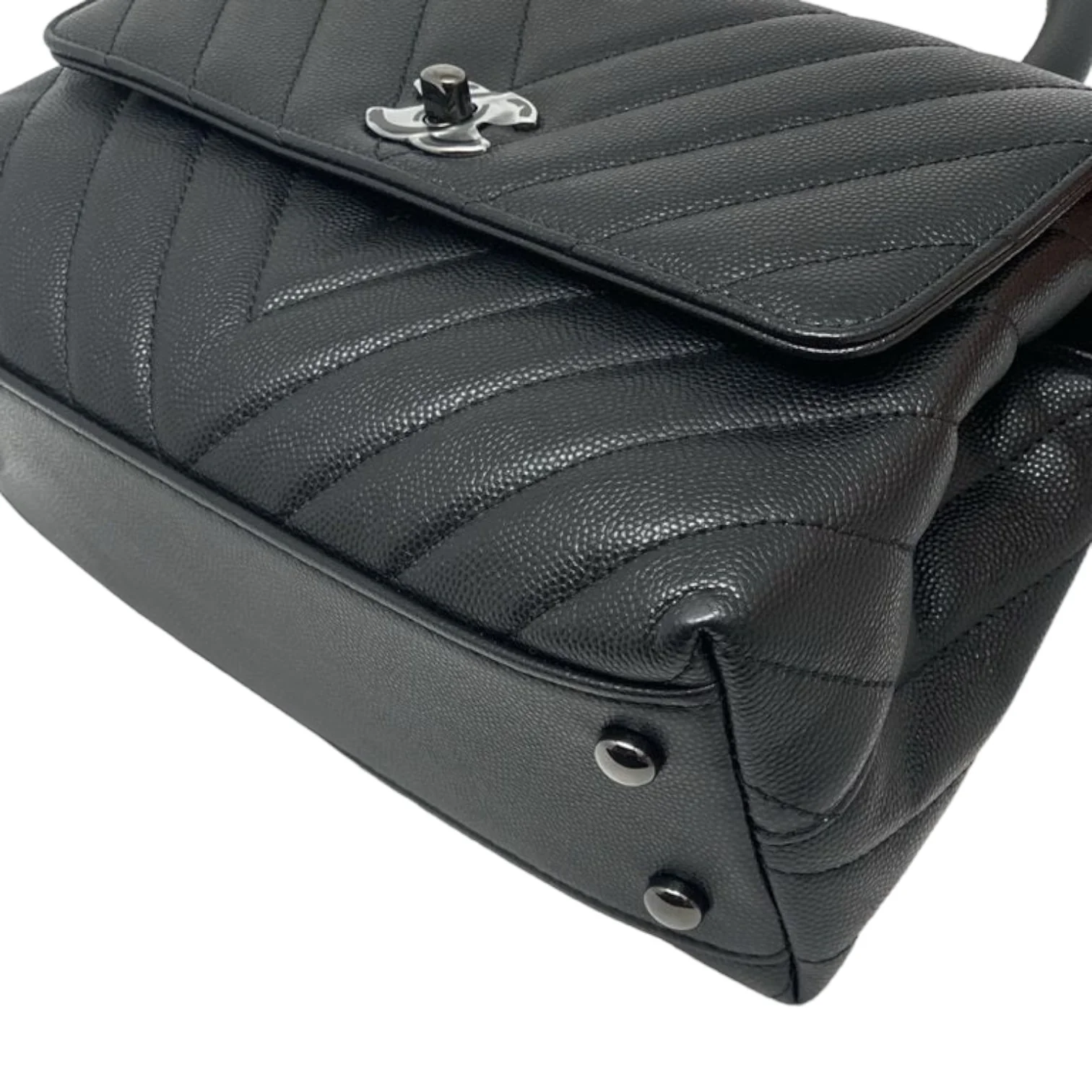 Small Coco Handle Flap Caviar Black BHW - Image 4