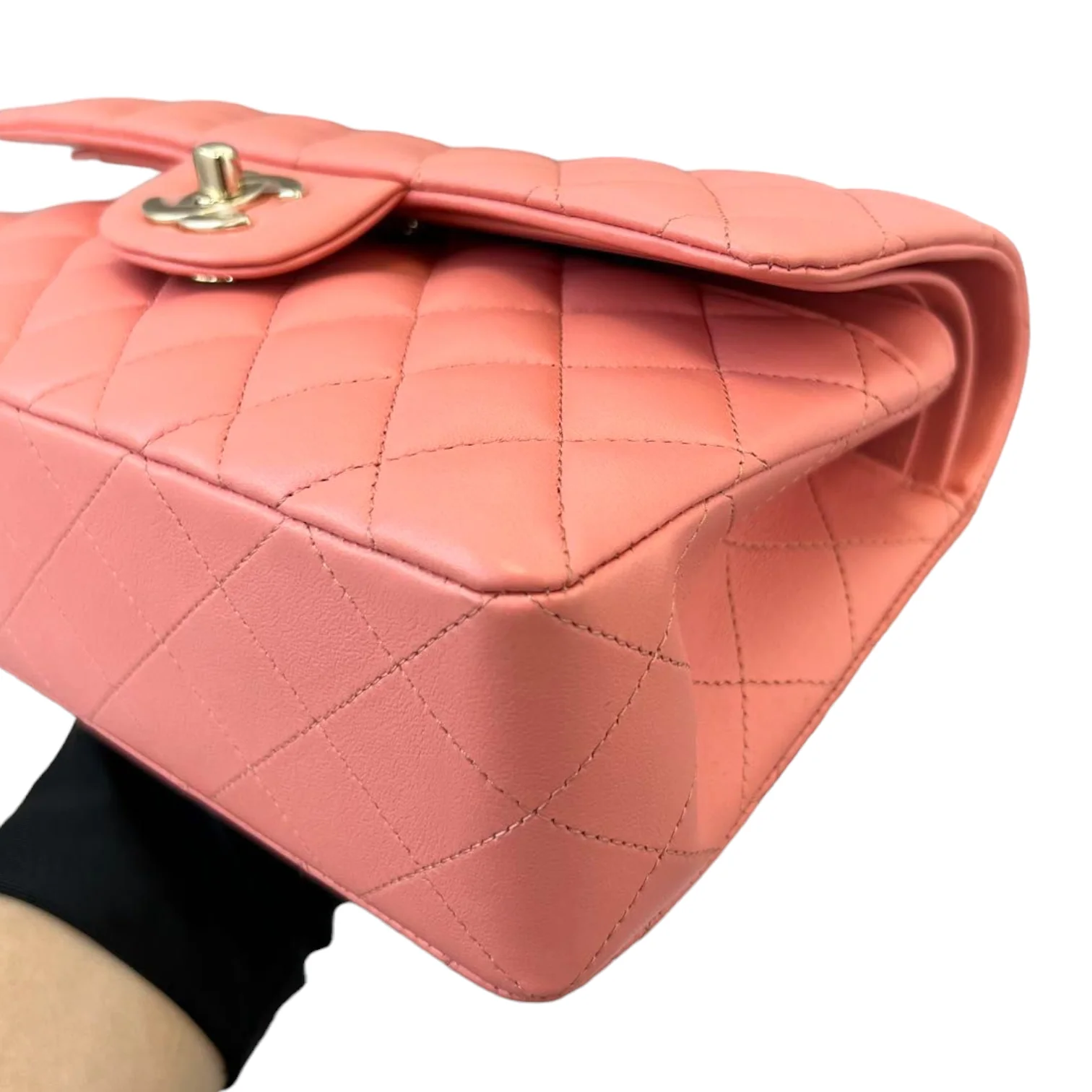Small Double Flap Lambskin Quilted Pink GHW - Image 6
