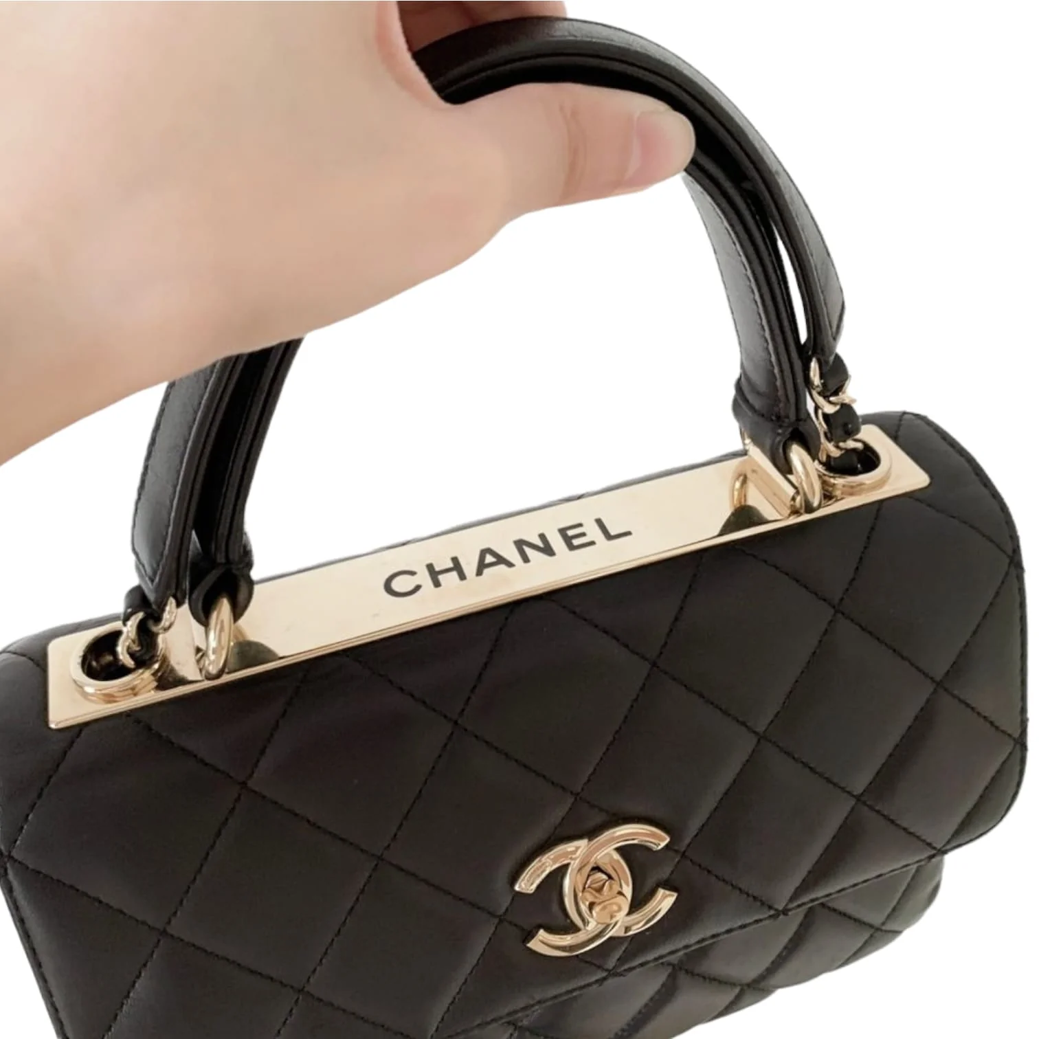 Small Trendy CC Flap Lambskin Black GHW - Image 6