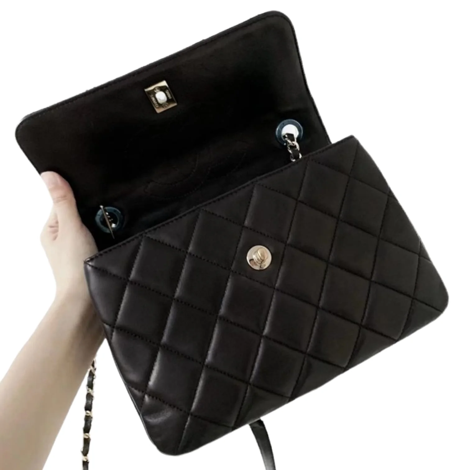 Small Trendy CC Flap Lambskin Black GHW - Image 7