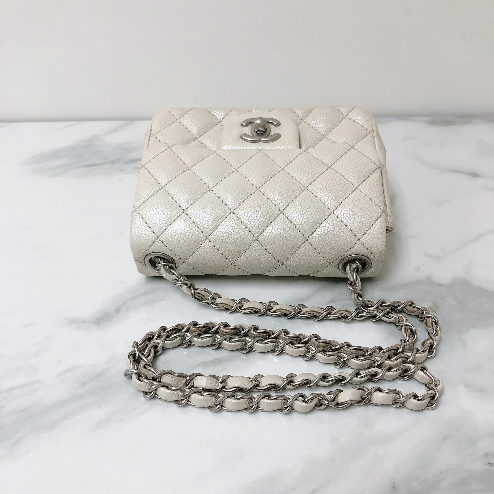 Square Mini Flap in White with SHW - Image 25