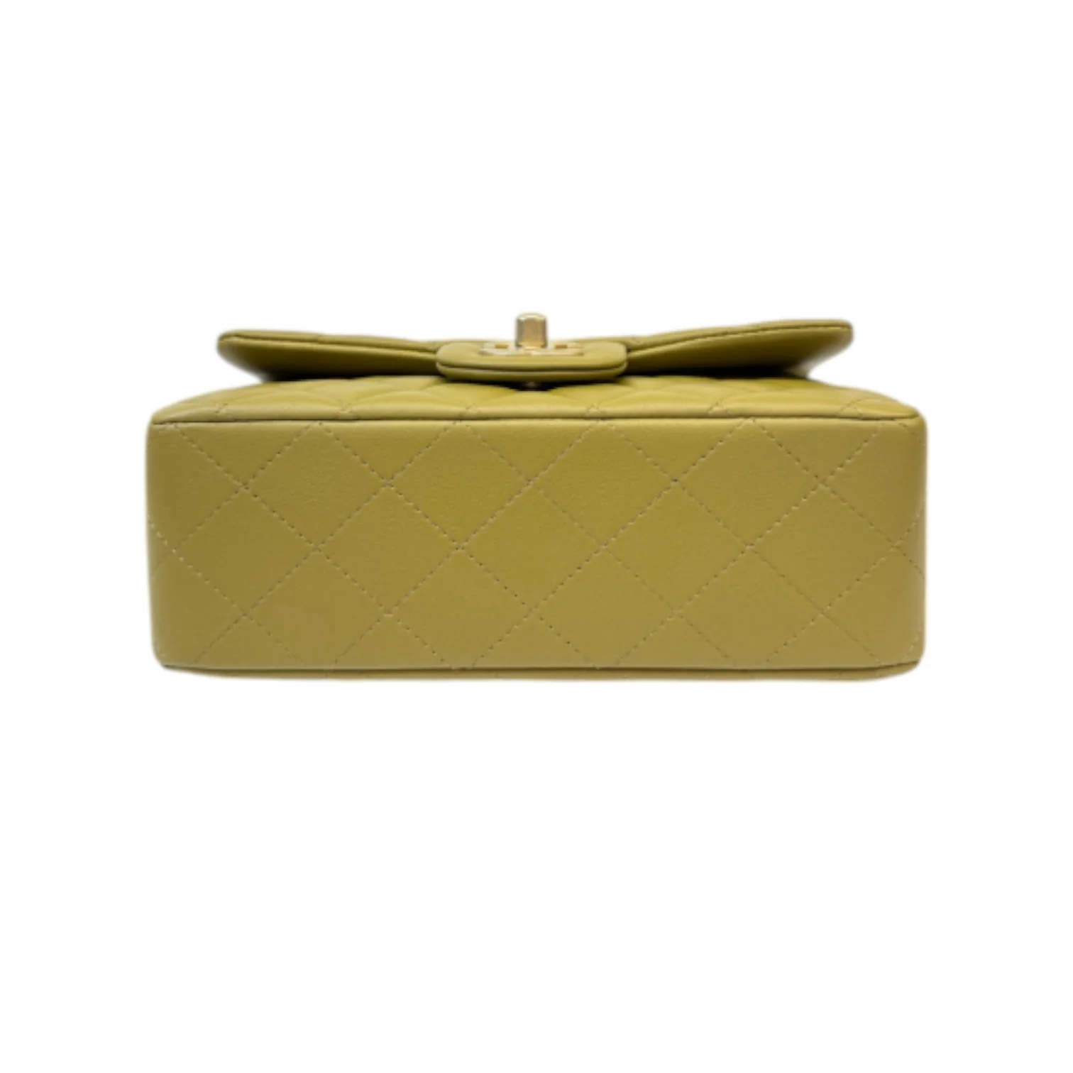 Top Handle Flap Mini Lambskin Quilted Olive Green GHW - Image 4