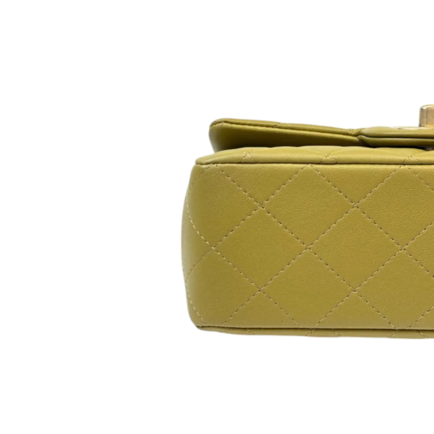 Top Handle Flap Mini Lambskin Quilted Olive Green GHW - Image 7