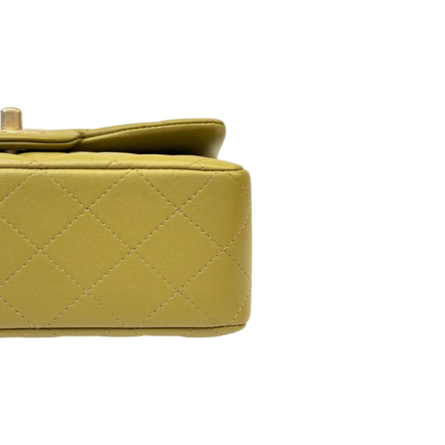 Top Handle Flap Mini Lambskin Quilted Olive Green GHW - Image 8