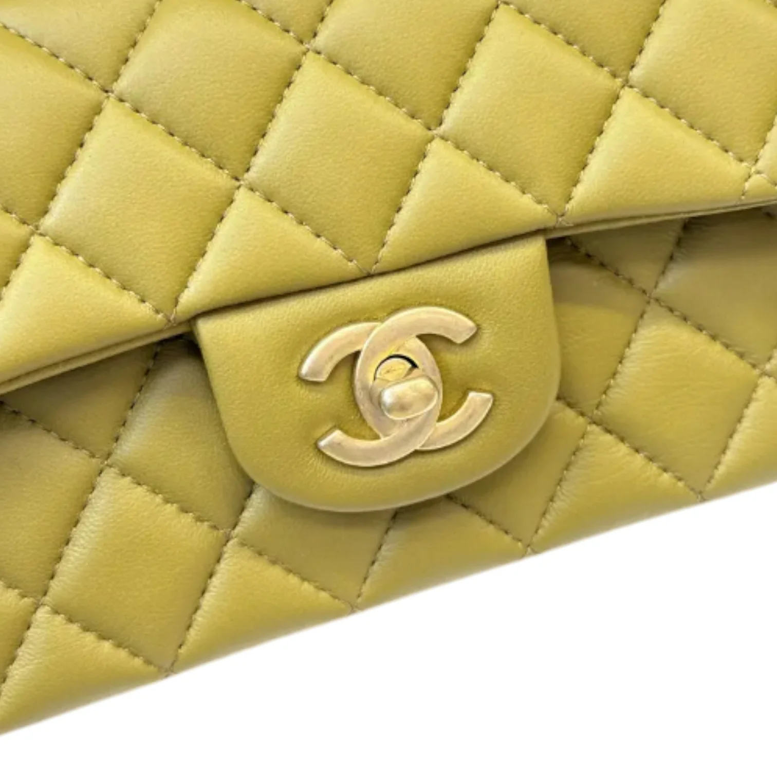Top Handle Flap Mini Lambskin Quilted Olive Green GHW - Image 9