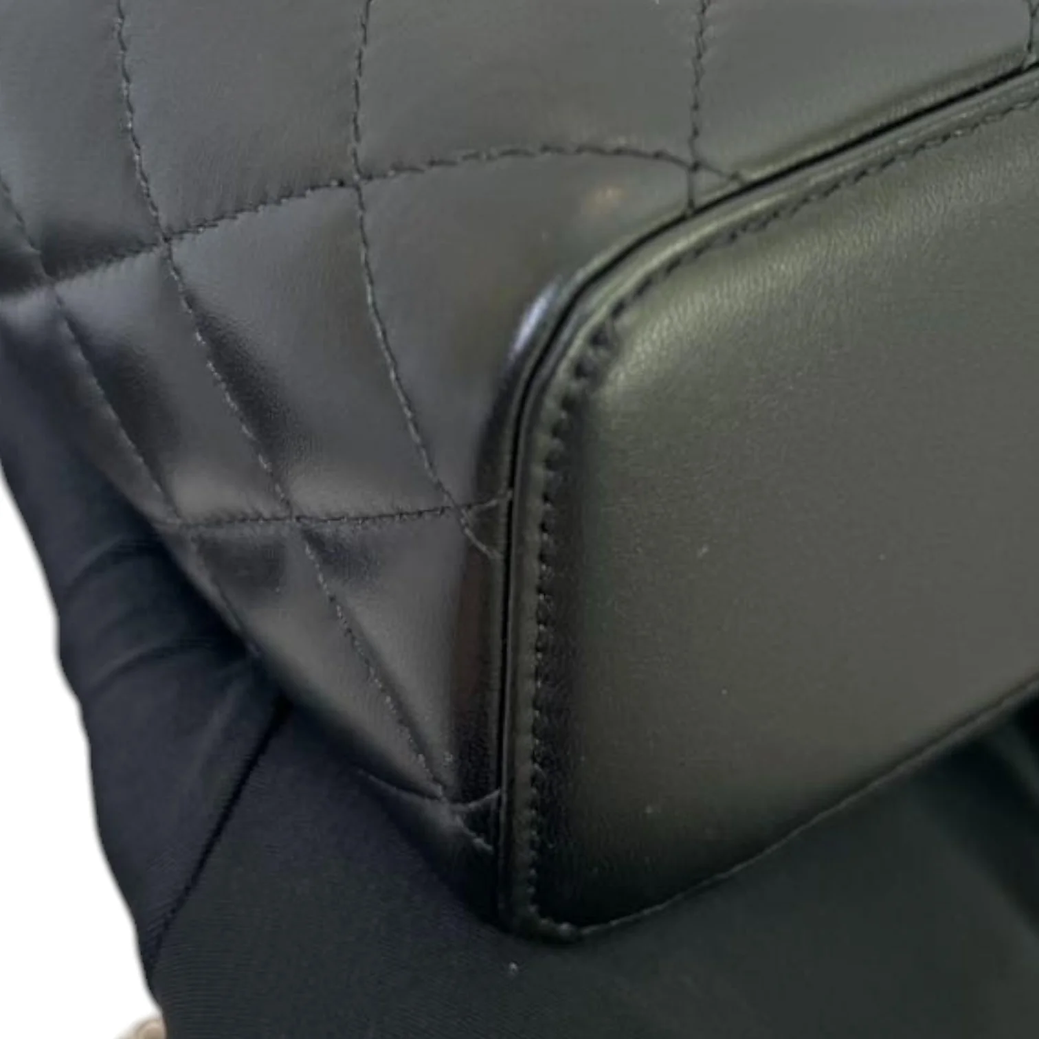 Top Handle Vanity Case with Chain Small Lambskin Black GHW - Image 7