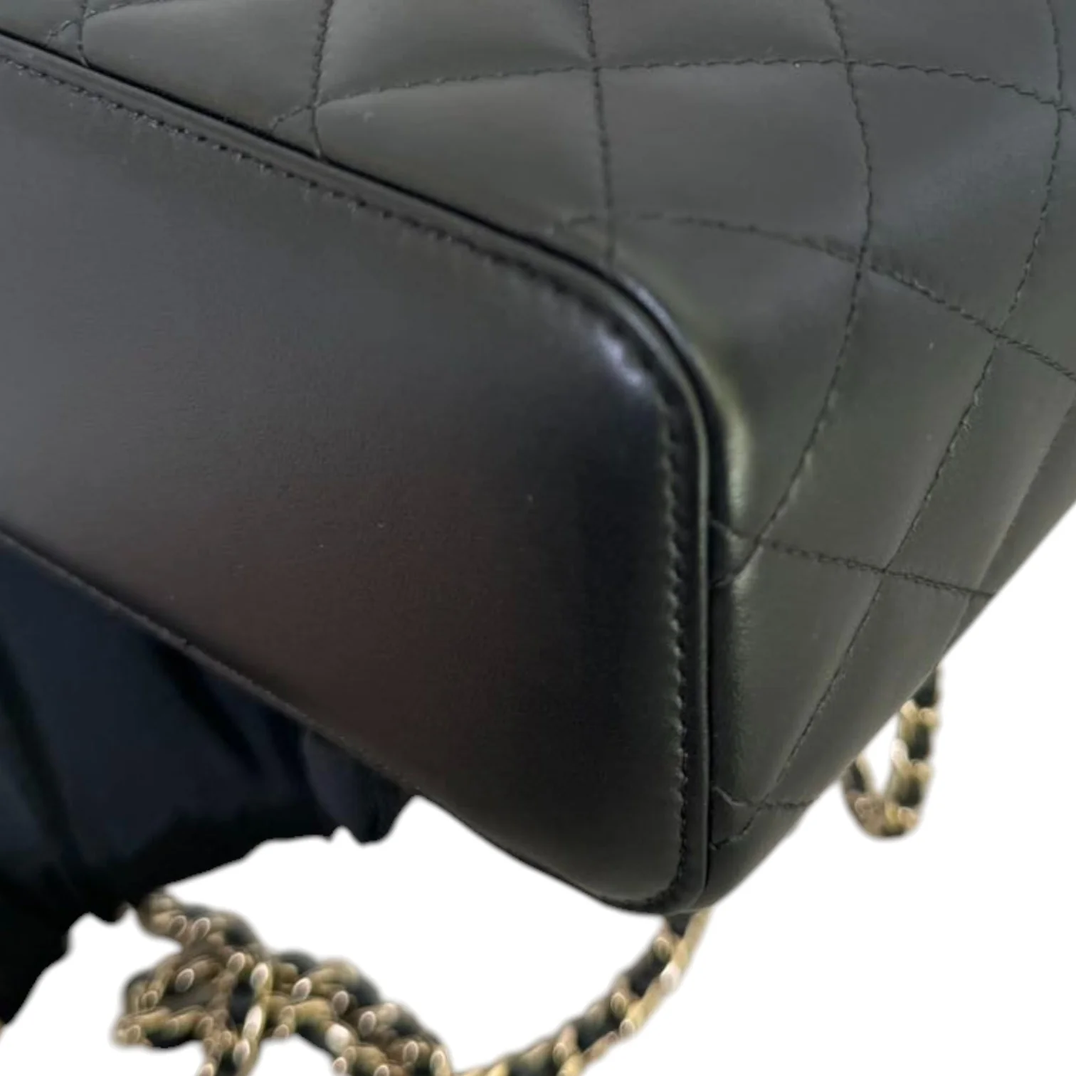 Top Handle Vanity Case with Chain Small Lambskin Black GHW - Image 8