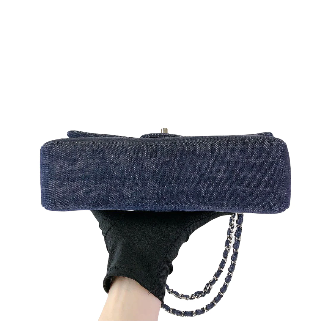 Tweed/Denim Medium Classic Flap Blue - Image 14