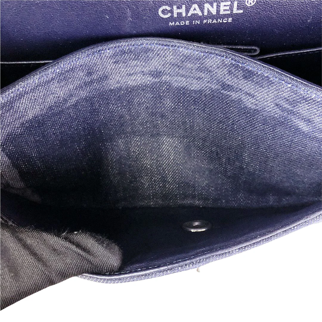 Tweed/Denim Medium Classic Flap Blue - Image 16