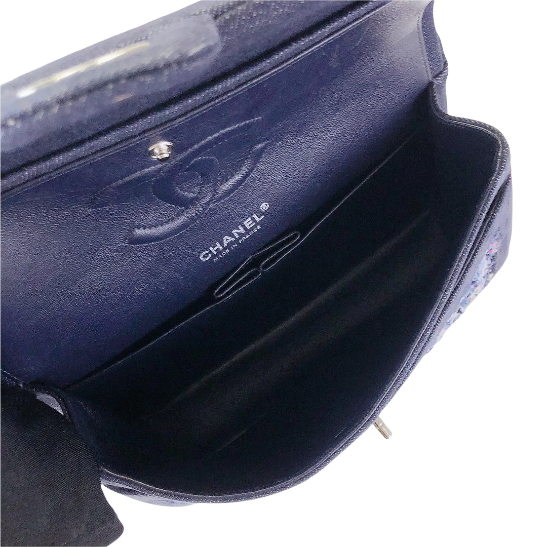 Tweed/Denim Medium Classic Flap Blue - Image 17