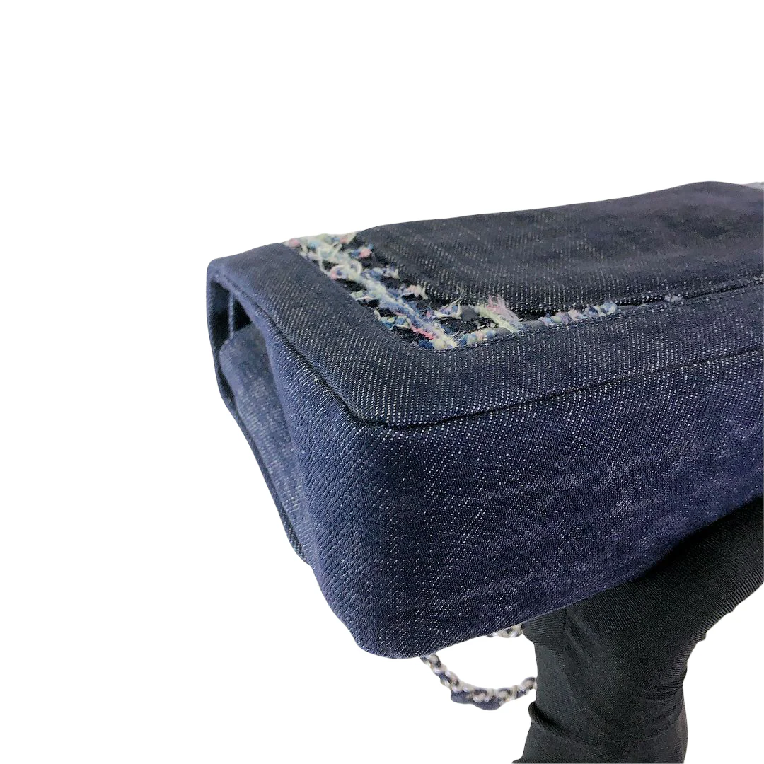 Tweed/Denim Medium Classic Flap Blue - Image 21
