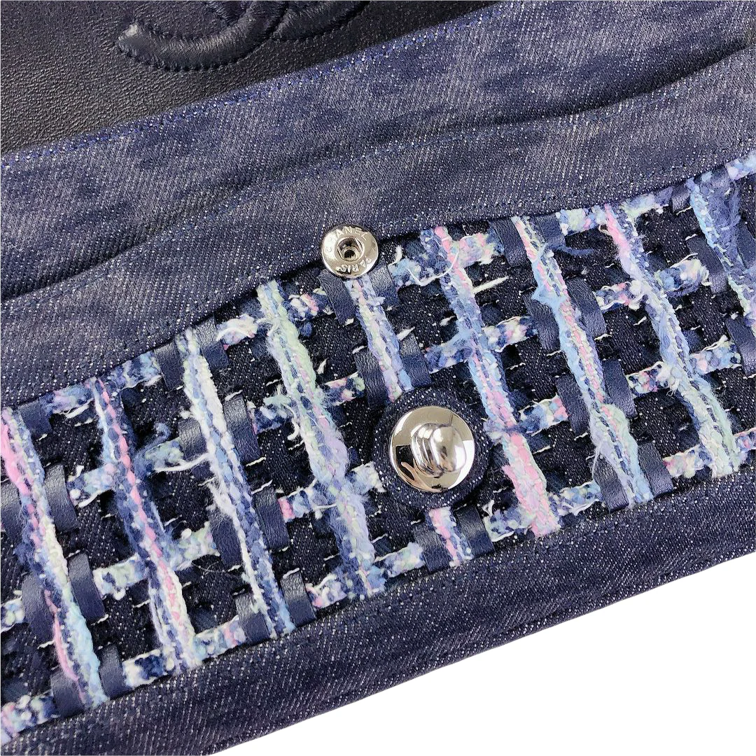 Tweed/Denim Medium Classic Flap Blue - Image 22