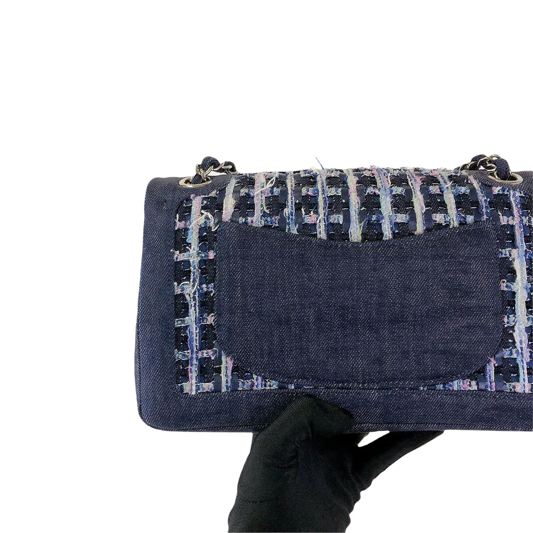 Tweed/Denim Medium Classic Flap Blue - Image 4