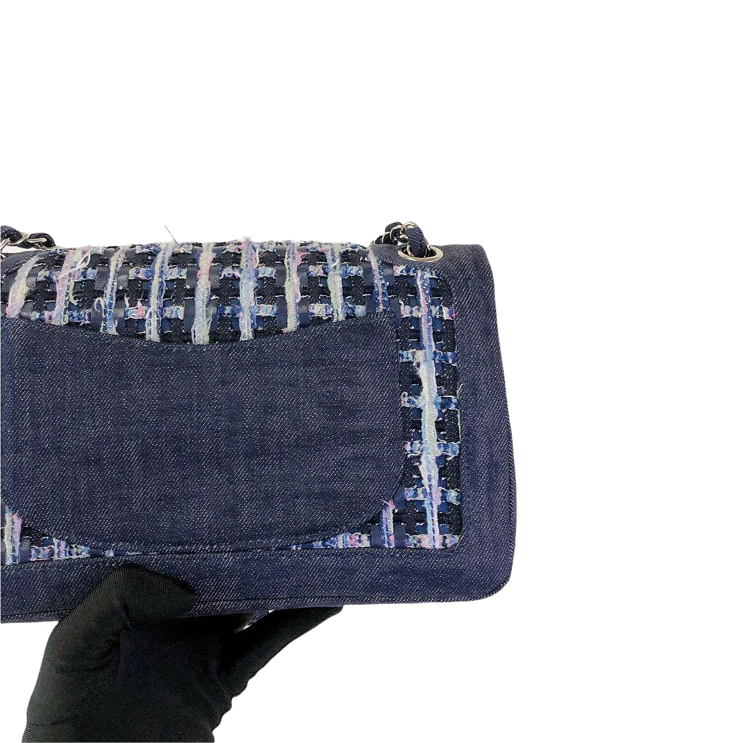 Tweed/Denim Medium Classic Flap Blue - Image 5
