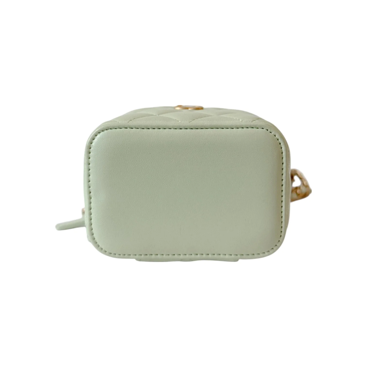 Vanity Case With Chain Lambskin Pearl Crush Light Green GHW - Image 4