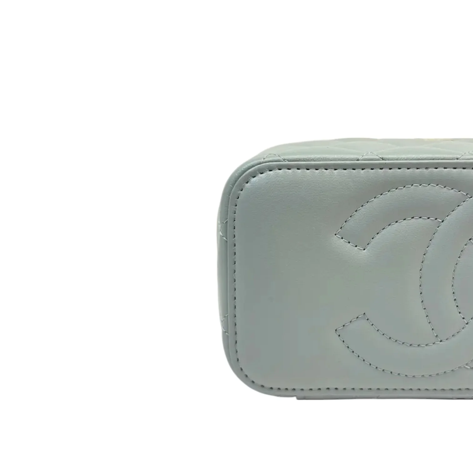 Vanity Case With Chain Small Caviar Quilted Light Blue GHW - Image 11
