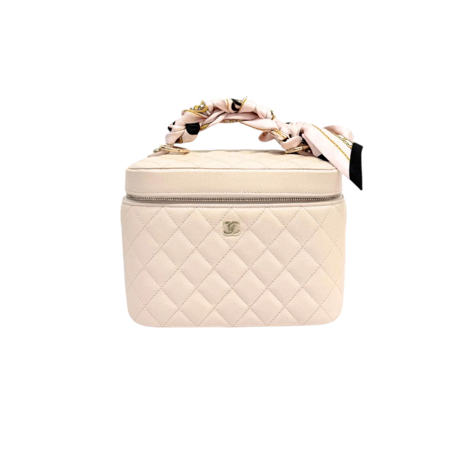 Vanity Pouch Caviar Quilted with Twilly Pink GHW