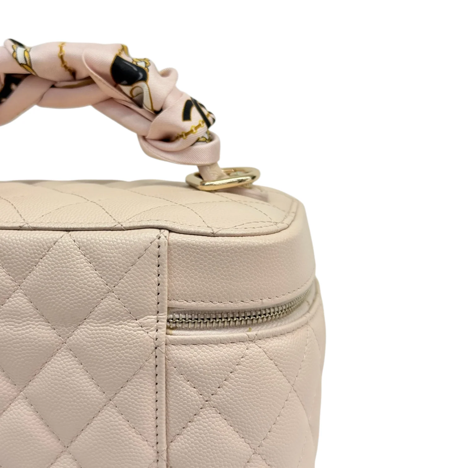 Vanity Pouch Caviar Quilted with Twilly Pink GHW - Image 16