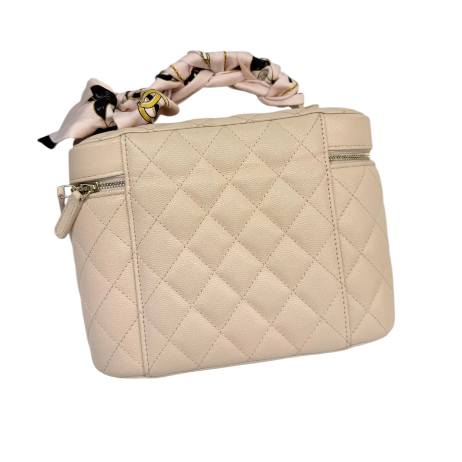 Vanity Pouch Caviar Quilted with Twilly Pink GHW - Image 3