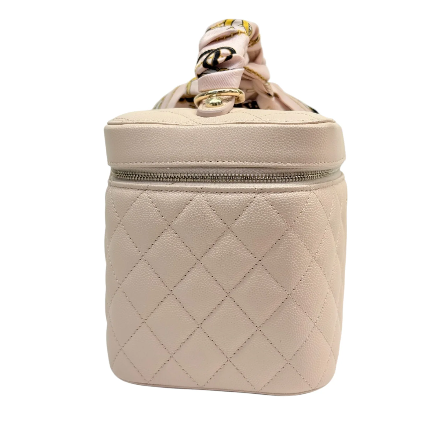 Vanity Pouch Caviar Quilted with Twilly Pink GHW - Image 6