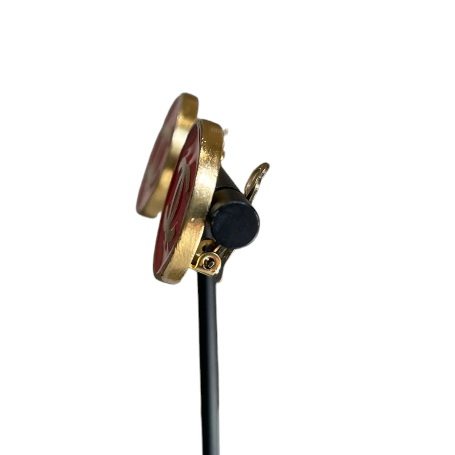 Vintage Coco Mark Round Clip-on Earrings Gold Plated - Image 5