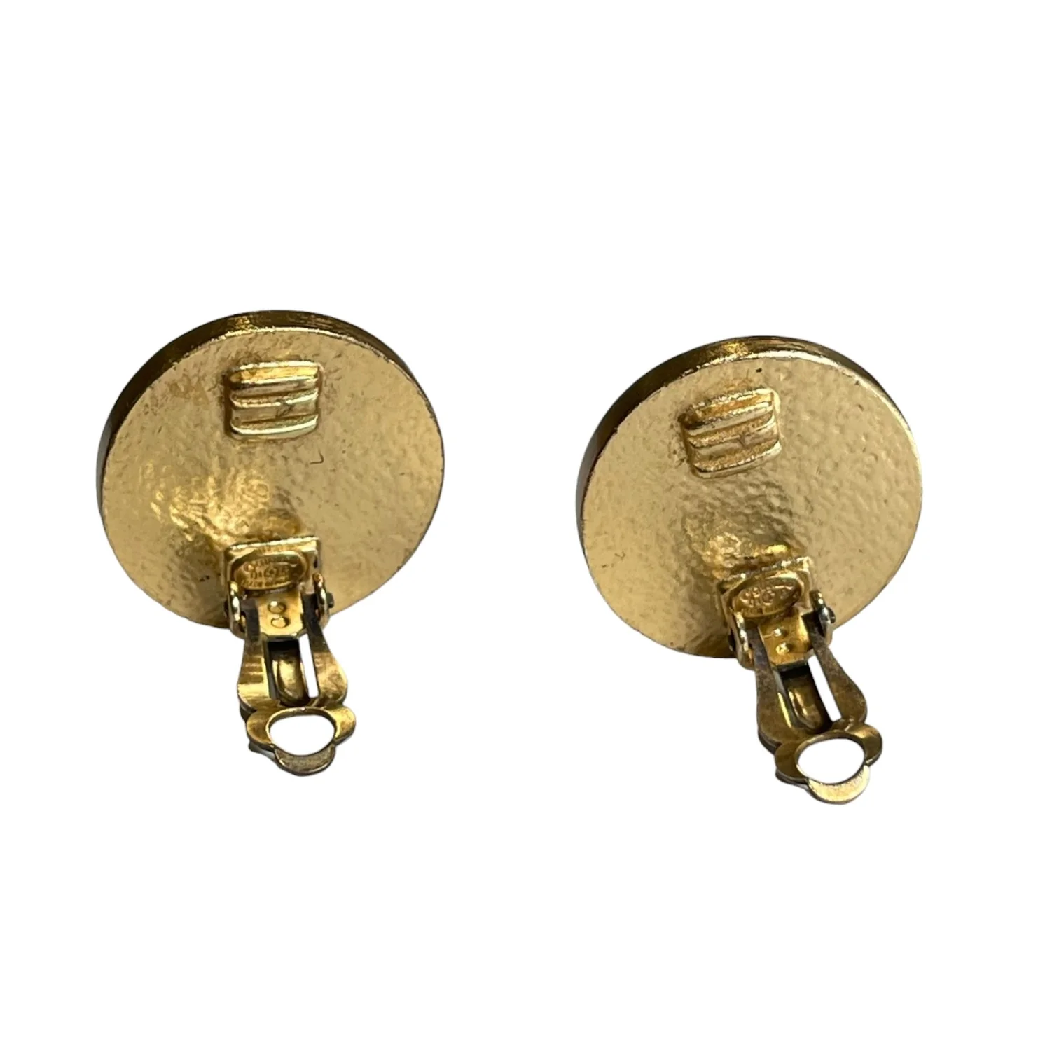 Vintage Coco Mark Round Clip-on Earrings Gold Plated - Image 6