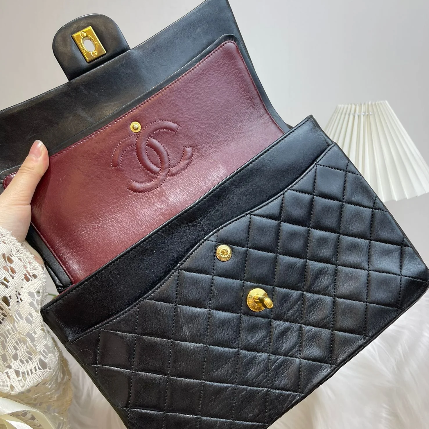 Vintage Double Flap Lambskin Black GHW - Image 18