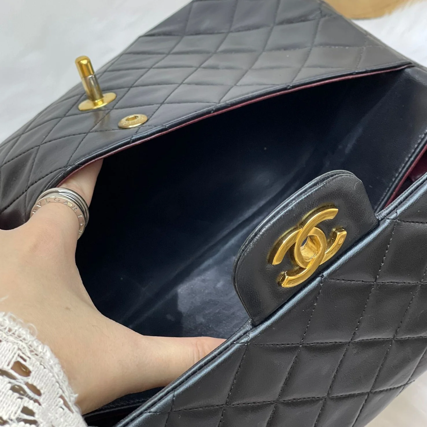 Vintage Double Flap Lambskin Black GHW - Image 23