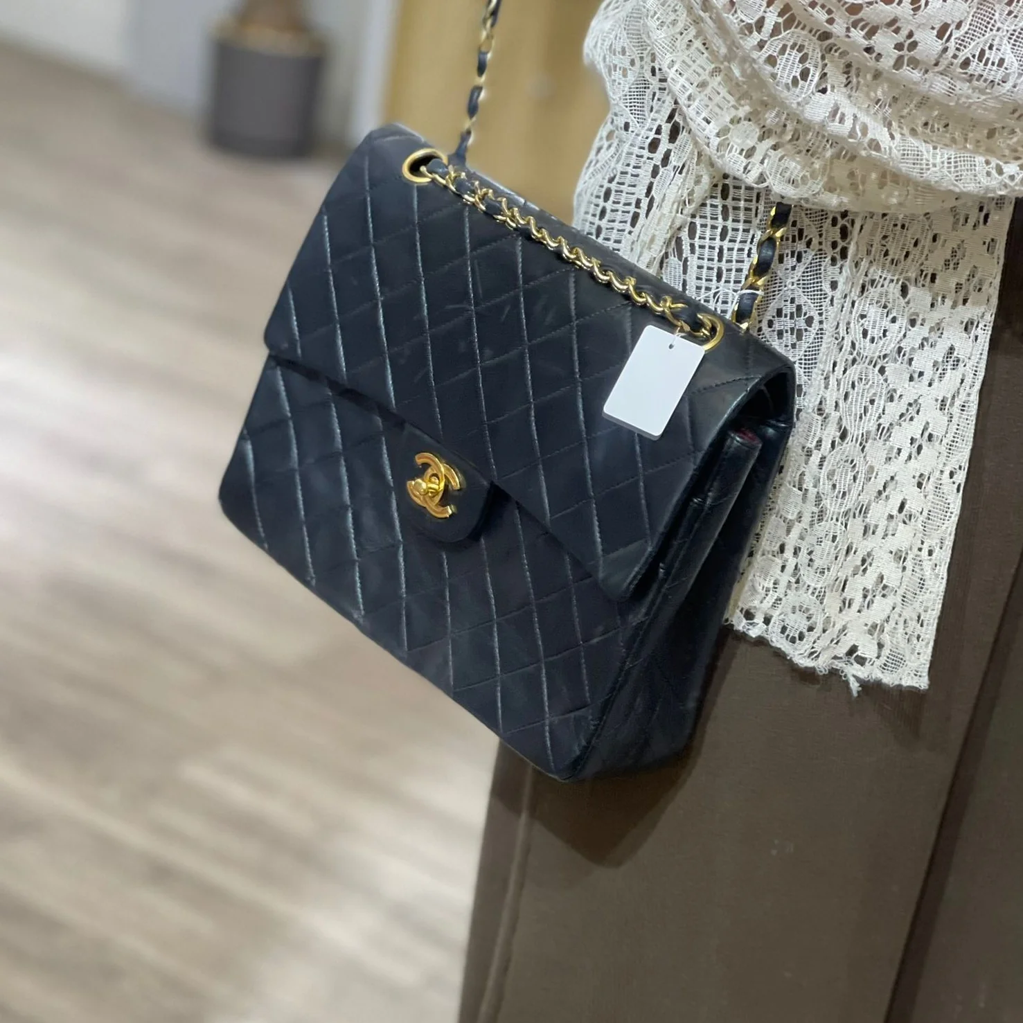 Vintage Double Flap Lambskin Black GHW - Image 25