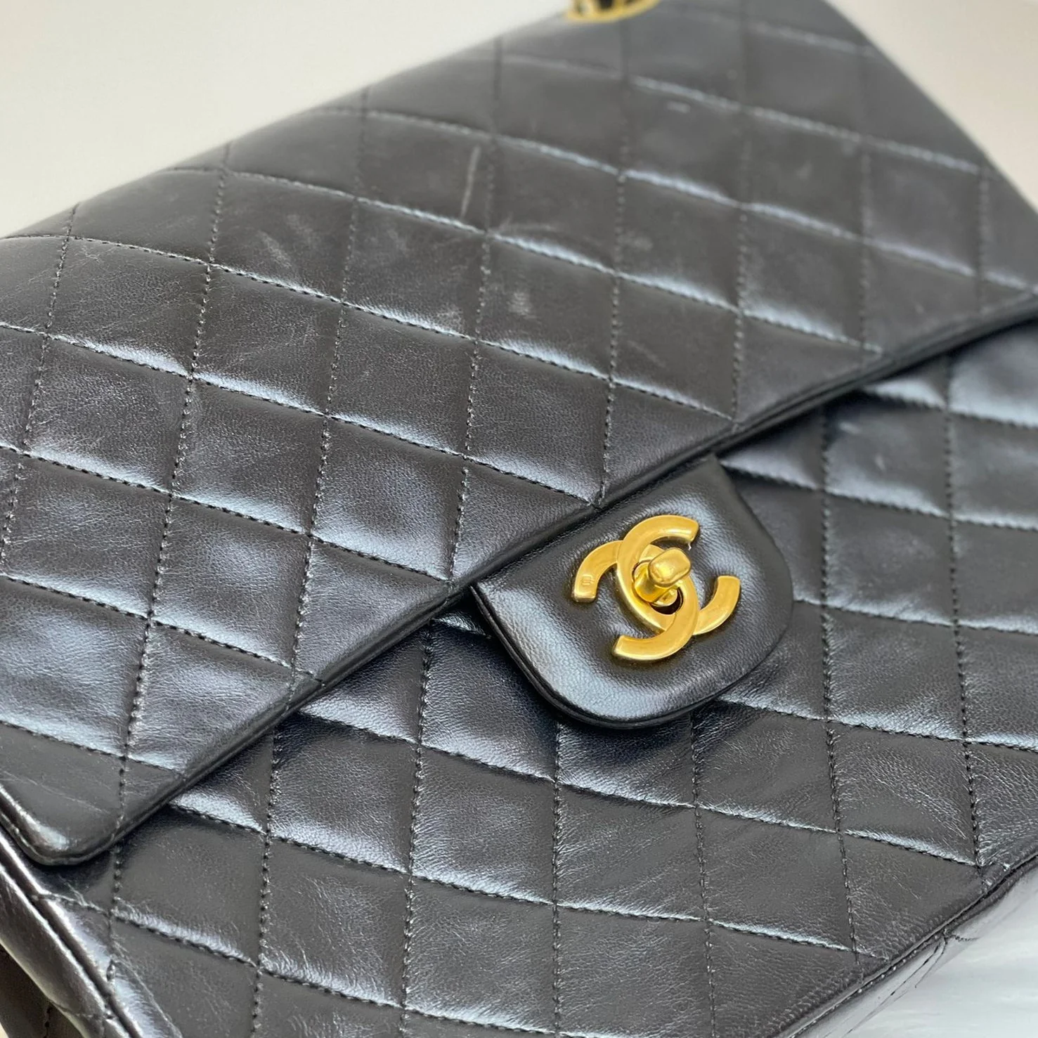 Vintage Double Flap Lambskin Black GHW - Image 6