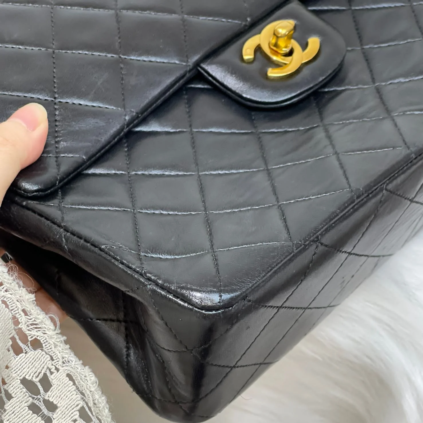 Vintage Double Flap Lambskin Black GHW - Image 7